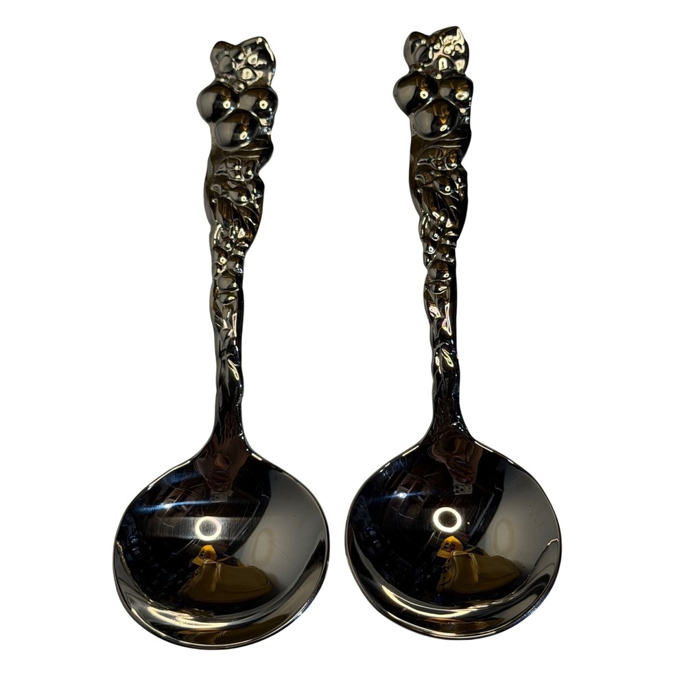 VTG Gorham Spoons Stainless Silver Studio Line Modernist Abstract Set of 2